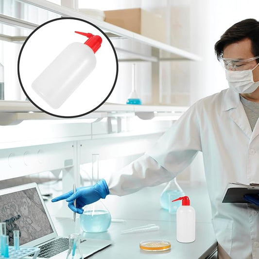 2 pcs Graduated Wash Bottle with Scale Narrow Mouth Pointed Plastic Rinse Bottle for Laboratory Use Lightweight Portable Cleaning Apparatus