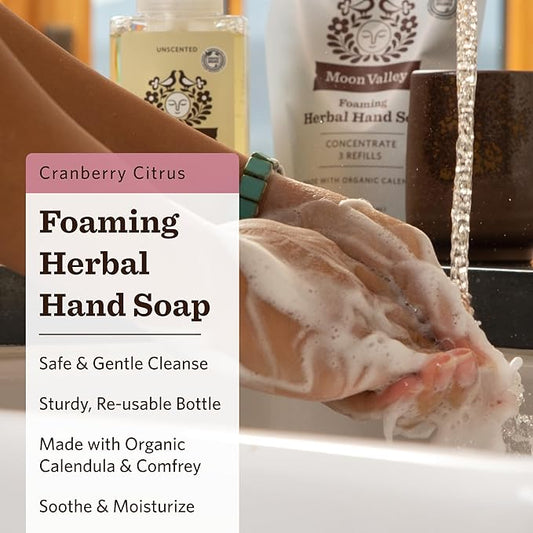 Moon Valley Herbal Foaming Hand Soap, Vegan (Cranberry Citrus, Recyclable Bottle)