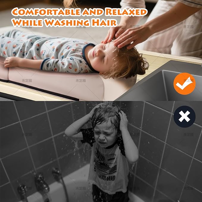 Large Waterproof Kids Hair Washing Station for Sink - Portable Shampoo Mat & Basin for Toddler, No More Mess, Soft & Comfortable Hair Wash Helper for Baby & Children