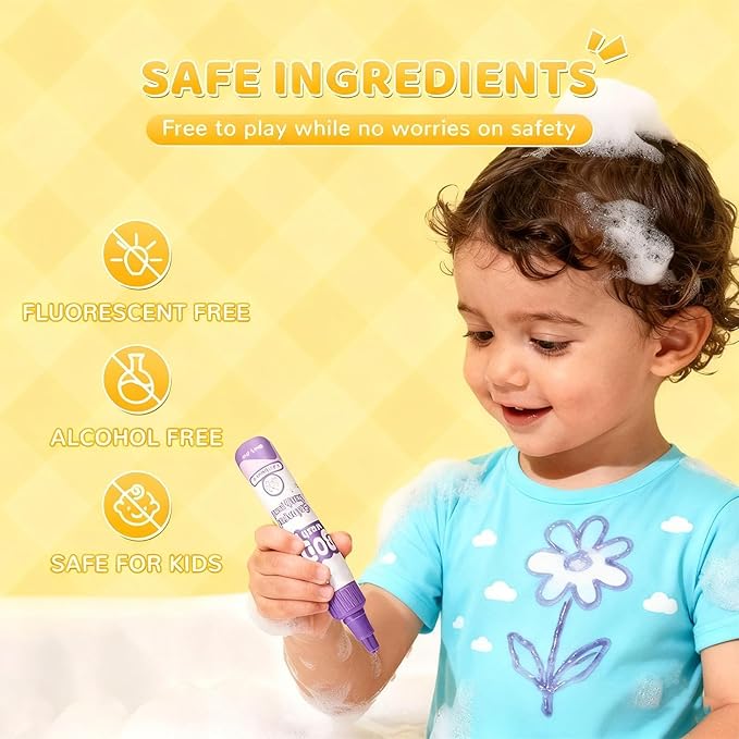 Bath Crayons, 30ml Washable Educational Fun Crayons for Kids, Shower Markers for Bathroom, Tile, Wall Art, Safe Playtime Drawing for Boys, Girls, and Creative Learning