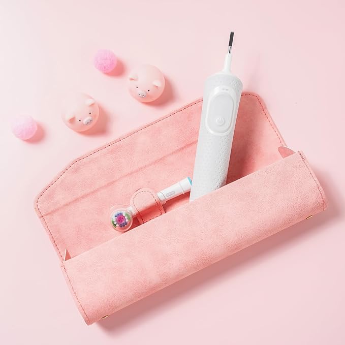 Leather toothbrush travel case, suitable for Oral-B/Oral-B Pro/Philips Sonicare electric toothbrushes, portable magnetic opening and closing protective bag