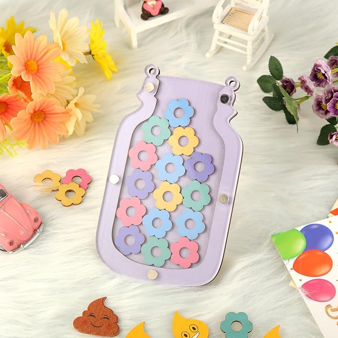 Qunclay Reward Jar for Kids Pot Training Reward Jar Classroom Incentive Good Behavior Responsibility Chart for Christmas Boys Girls Gift(Daisy Style)