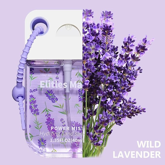 Hand Sanitizer Spray, 4Pack Spray Hand Sanitizer Travel Size With Cute Keychain, Scented Power Mist Hydrating for Kids Christmas Gifts, 1.35FL.OZ (Watermelon,Strawberry,Lemon,Lavender