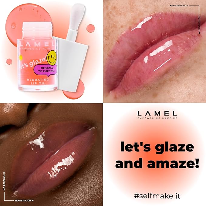 Lamel Hydrating Lip Oil LET`S GLAZE - Hydrating Lip Gloss Flavoring - Fat Oil Lip Gloss - Plumping & Glossy Balm - №402 Strawberry Jam