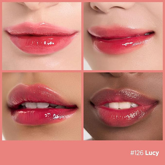 Laka Fruity Glam Tint, 4.5g/0.15oz, Glowing Lip Stain with Wide Color Spectrum, Hydrating & Lightweight Texture, Long-Lasting Bold Stain, Non-Sticky, Vegan, K-Beauty (#126 Lucy)