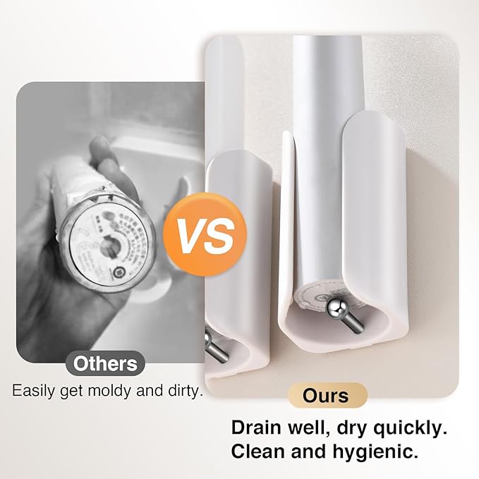 Electric Toothbrush Holder for Bathroom, Wall-Mounted Toothbrush Stand with Self-Adhesive, Compact Bathroom Caddy for Electric Toothbrushes (White-2pcs)