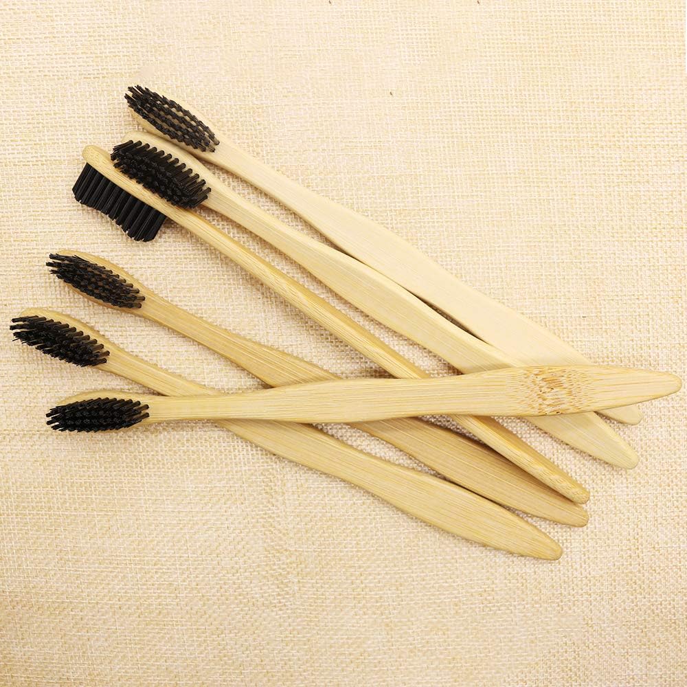 Hard Toothbrush Bamboo Toothbrush for Adult Manual Toothbrsuh Hard Bristles Pack of 6