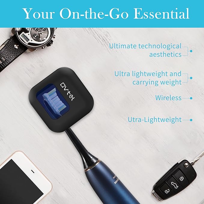 Portable Toothbrush Sanitizer & Toothbrush Holder, Travel Toothbrush Case -Manual/Electric Toothbrush Covers for Any Toothbrush Head - Rechargeable Travel Toothbrush Case with Cover, Clean for Home