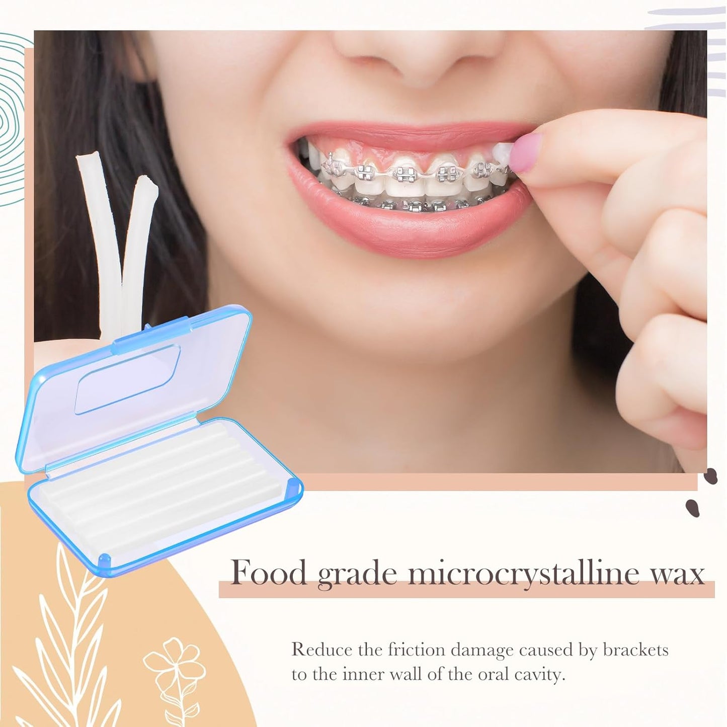 Geiserailie 10 Pack Braces Wax for Teeth New Flavored Dental Orthodontic Wax with Applicator Scraper for Braces Wearer, Oral Appliances, Aligners Patients, Fruit Floral Flavors