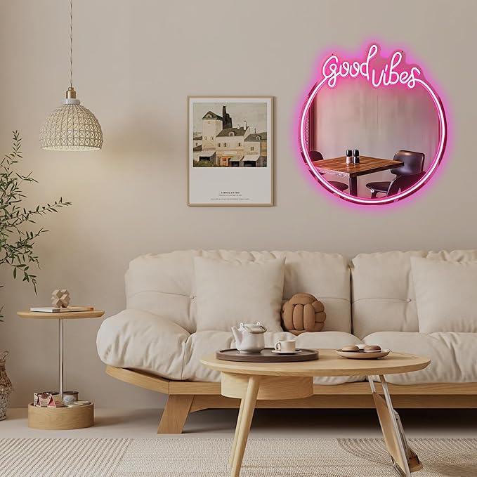 Mirror Neon Sign Neon Wall Art Sign for Wall Decor LED Neon Mirror Light Sign for Girls Room Bedroom Wedding Birthday Party