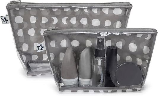 Tiny Twinkle Diaper Bag Organizing Pouches | Mess-Proof Clear Front Travel Organizer Bags | TSA Approved Toiletry Bag Set for Baby and Mom Essentials