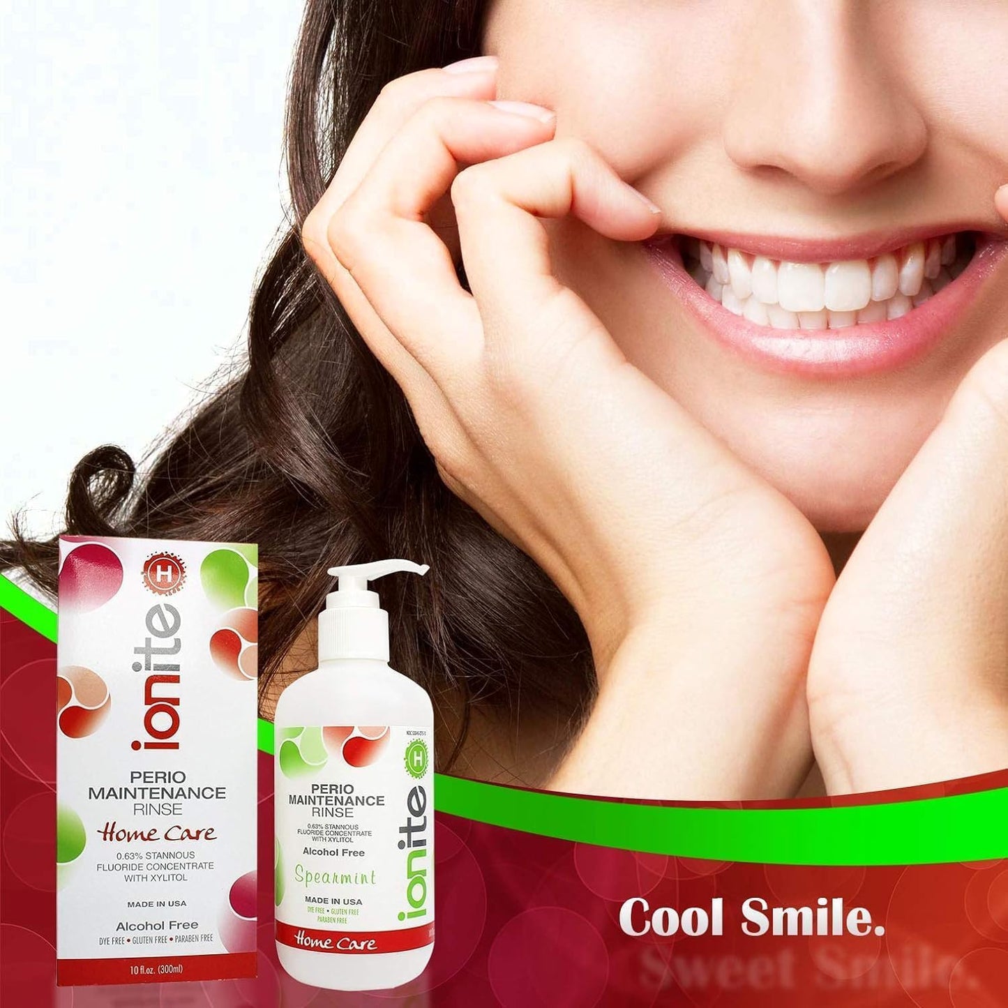 Ionite-H Home Care - Periodontal 0.63% Stannous Fluoride Mouthwash for Oral Treatment - Perio Maintenance Flouride Rinse Mouthwash - with Mixing Cup/Shaker and Dispensing Pump (10 Fl oz, Spearmint)