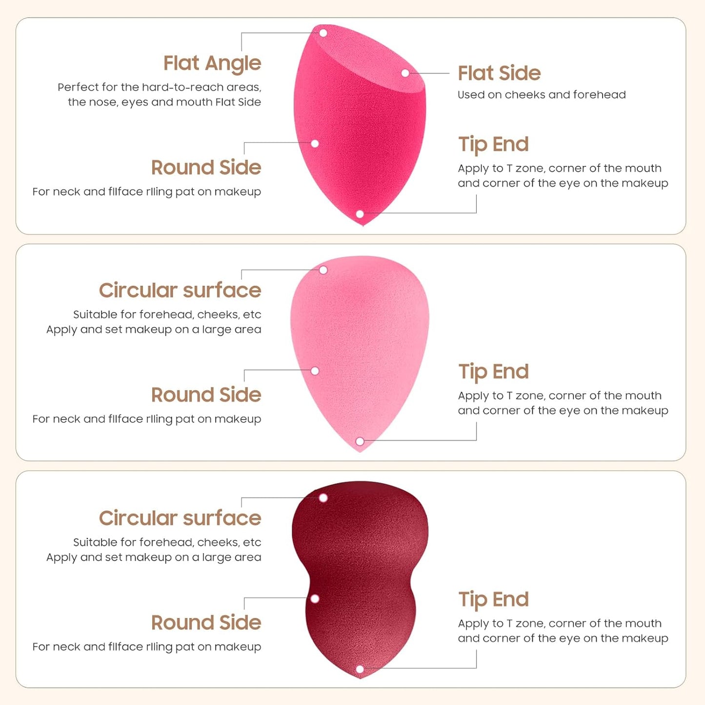 15 Pcs Multicolor Makeup Sponge Set - Latex-Free, Soft & Reusable Beauty Blender Sponges for Wet/Dry Use Blending Powder Puff for Foundation & Concealer Washable Makeup Sponges