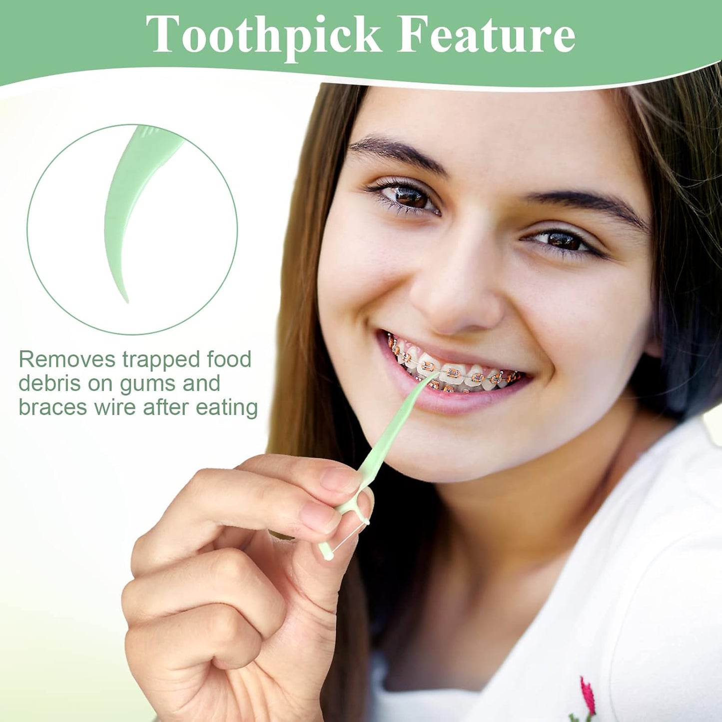 500 Count Orthodontic Flossers for Braces with Floss Dispenser, Braces Flossers for Adults & Kids, Floss Picks for Brace Fits Under Arch Wire, No Break & No Shred Floss, 100 Count Bag (Pack of 5)