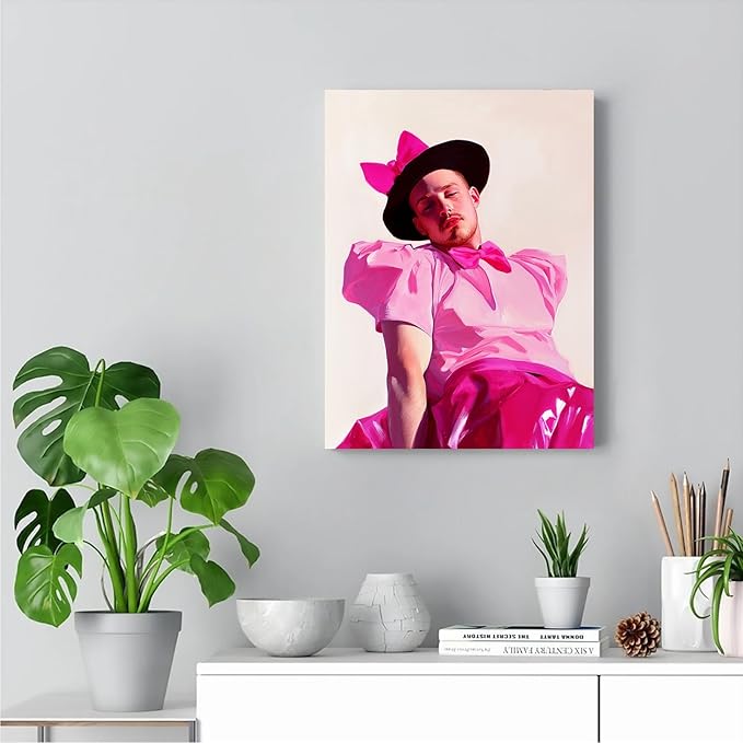 SchindlerBang Masculine Wall Art Decor,Vintage Style Oil Painting,Fashionable Man Canvas Print,Contemporary Home Gallery,12x16inch Framed Display Ready to Hang