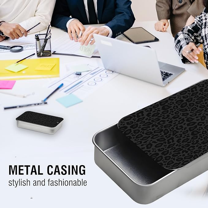 Portable Dental Floss Case, Refillable Cute Travel Floss Dispenser for Men & Women, Pocket Travel Floss Picks Case for Purse, Backpack, Bag Black Leopard Print