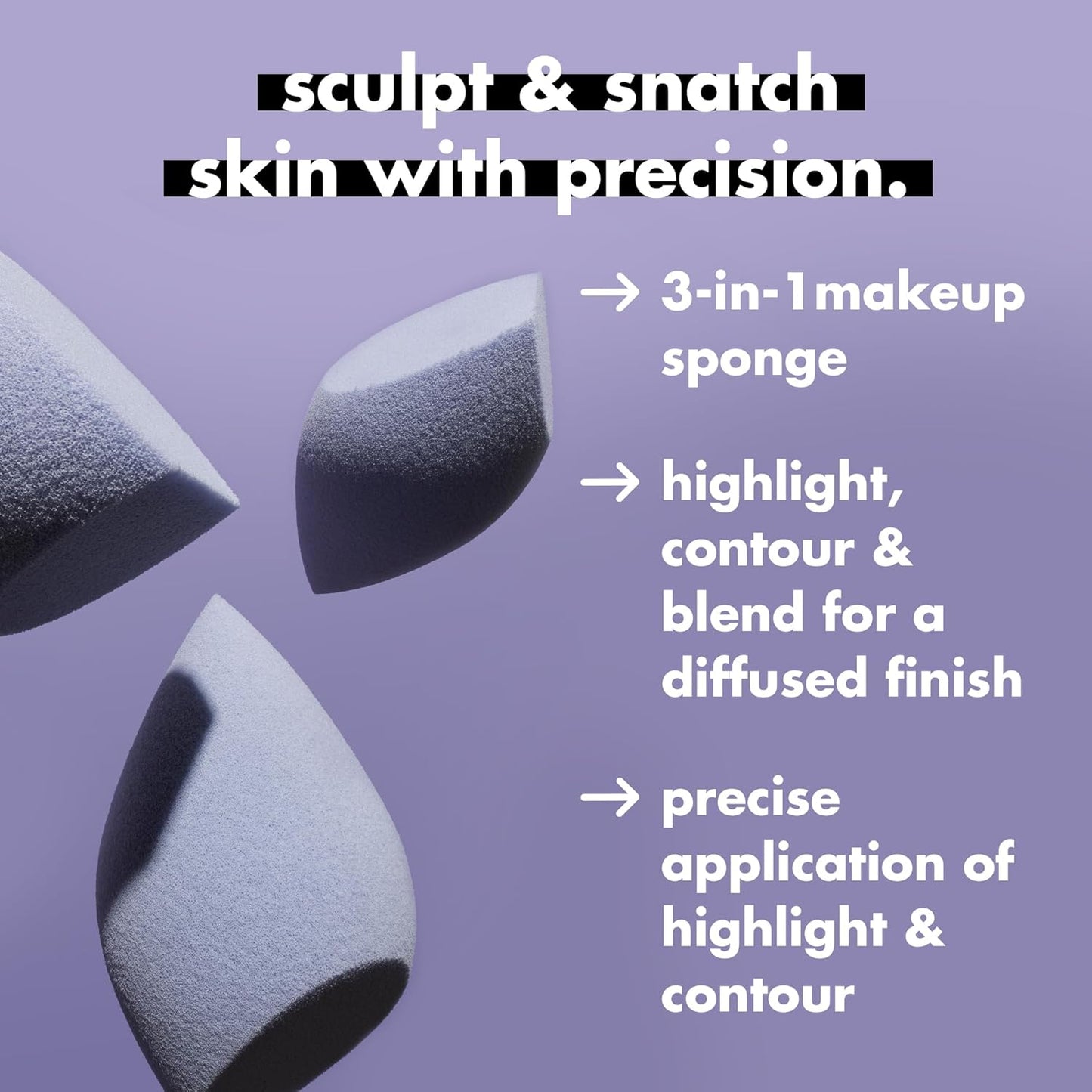 e.l.f. Precision Sculpting Sponge, 3-in-1 Sponge For Contouring & Blending To A Smooth Finish, Great For Cream & Powder Formulas, Vegan & Cruelty-Free