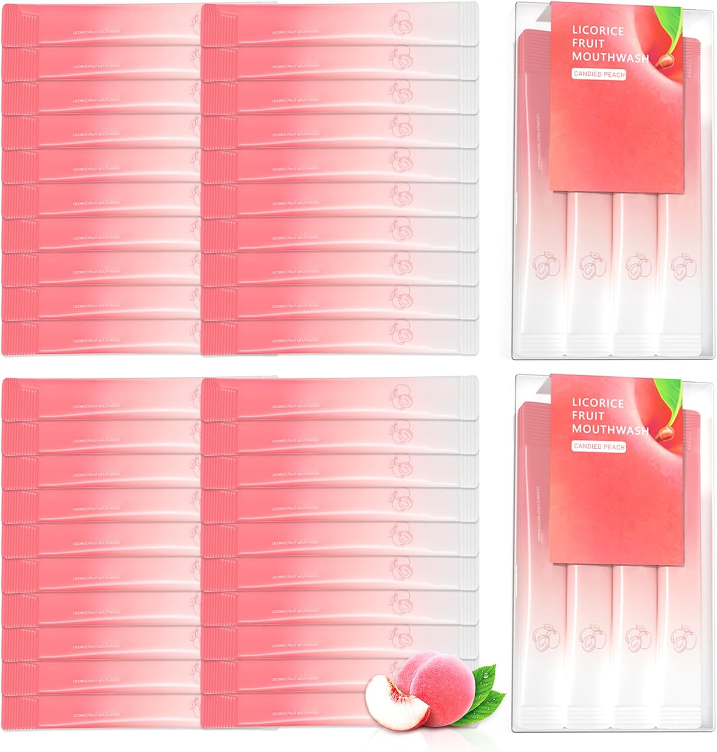 40PCS Peach Oral Care Travel Mouthwash,Fresh Breath Travel Size Mouthwash,Individually Wrapped Mini Mouth Wash,Refreshing Oral Mouth Rinse,Oral Cleaning Mouth Wash for Adults