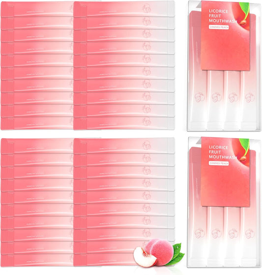 40PCS Peach Oral Care Travel Mouthwash,Fresh Breath Travel Size Mouthwash,Individually Wrapped Mini Mouth Wash,Refreshing Oral Mouth Rinse,Oral Cleaning Mouth Wash for Adults