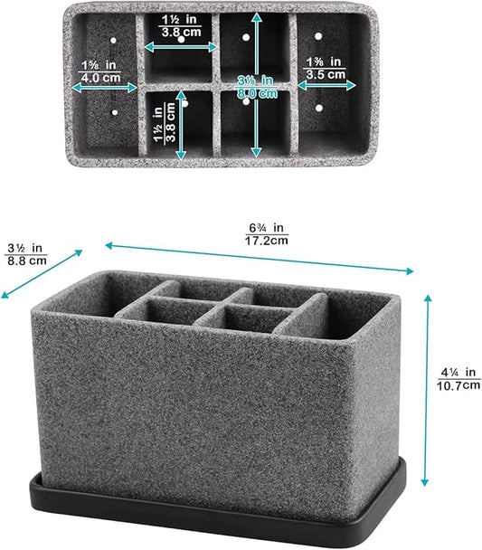 ZCCZ Toothbrush Holder, 6-Slot Bathroom Organizer for Countertop Storage, Holds Toothpaste, Dental Floss, Razor, Comb, Makeup Brushes, and More, Compact Tooth Brushing Stand for Efficient Organization