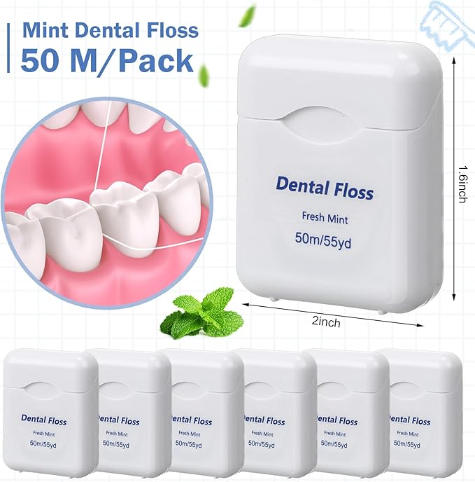 36 Pack Mini Dental Floss Bulk Mint Flavored 50m Each Travel Dental Floss Oral Care for Teeth and Gum Protection(White)