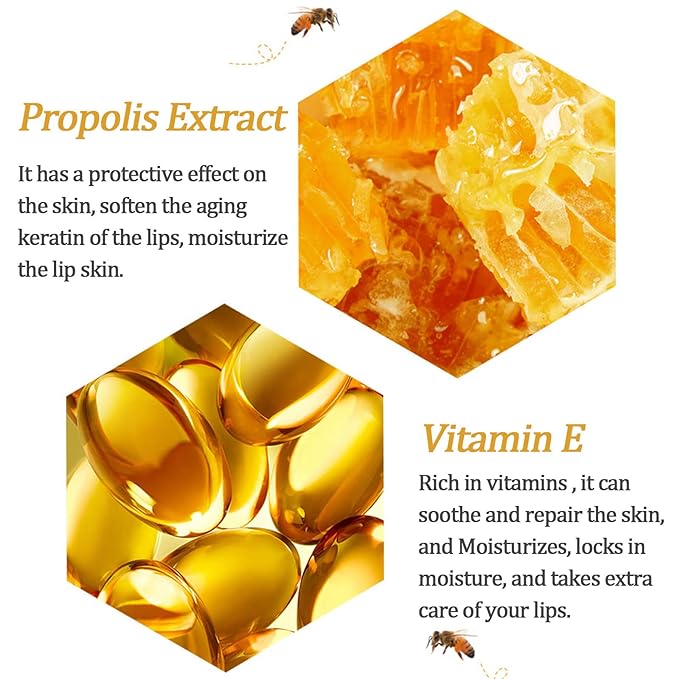 3 PCS Bee Lip Balm Lip Mask Honey Pot, Honey & Strawberry & Watermelon Lip Sleeping Mask Overnight Moisturizing Honey Lip Balm, Hydrating Prevention Dry & Cracked Lip Scrubs Lip Care