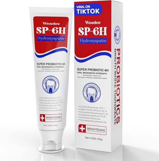 Woadee SP-6 Hydroxyapatite Toothpaste, SP-6 Probiotic Whitening Toothpaste,6 Probiotics+Hydroxyapatite Formula for Teeth Whitening, Strengthening and Enamel Protection，Mint Flavor, Fresh Breath (1)