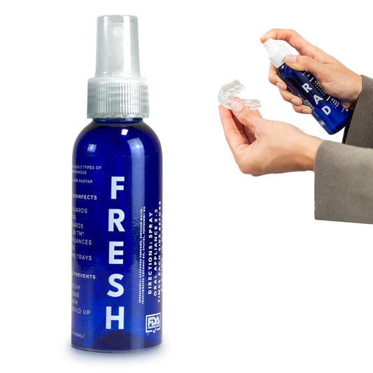 RAD FRESH - Natural Mouth Guard Cleaner with Food-Grade Hydrogen Peroxide, Easy-to-Use, No-Rinse-Formula Retainers Cleaner for All Oral Devices Like Aligners, Dentures & More, 1 Pack, 3.4 oz