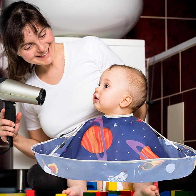 FEBSNOW Kids Hair Cutting Cape, Cartoon Prints Adjustable Haircut Cape Umbrella for Kids Adults Home Salon Barber Supplies