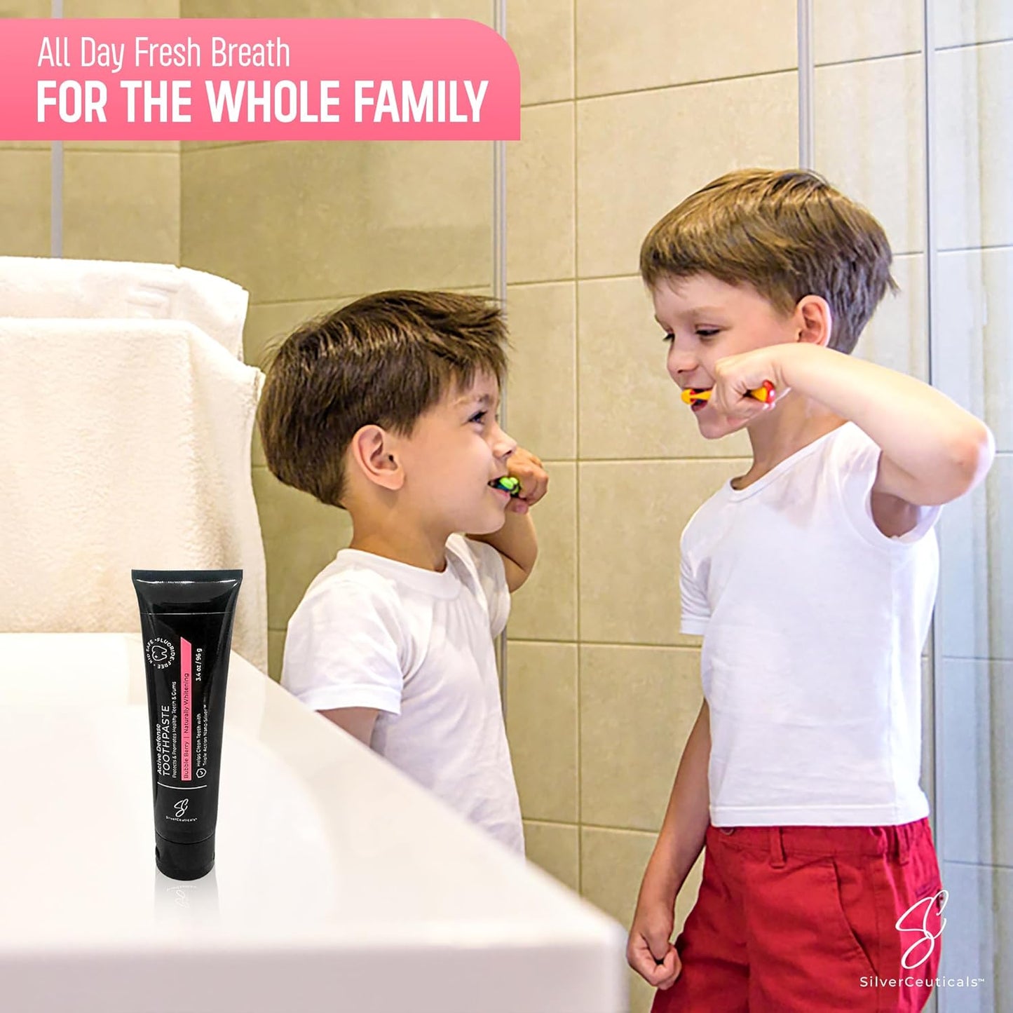 Colloidal Silver Toothpaste - Bubble Berry - Remineralize Tooth Enamel - SLS & Fluoride Free Cavity Protection - Gum Health - Bad Breathe - Gingivitis - Coral Calcium & Xylitol - 3.4oz - Pack of 2