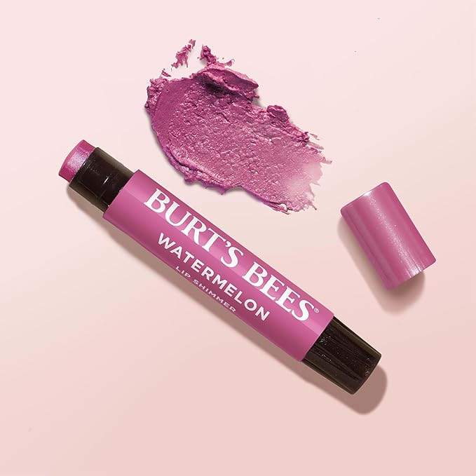 Burt's Bees Shimmer Lip Tint, Tinted Lip Balm Stick, Moisturizing for All Day Hydration with Natural Glowy Pigmented Finish & Buildable Color, Watermelon, 1 Tube, 0.09 oz.