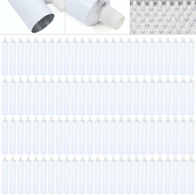 100Pcs Aluminum Empty Toothpaste Tubes Refillable Travel Toothpaste Tube with Needle Cap, 100ml Toothpaste Empty Tubes Bottom Opening Empty Tube Containers for DIY Filling of Daily Necessities