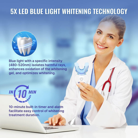 Whitebite Pro Teeth Whitening Kit for Sensitive Teeth | 4 Whitening Gels & 2 Remineralizing Gels | LED Light System for Fast Results | Professional Dental Grade | Enamel Safe