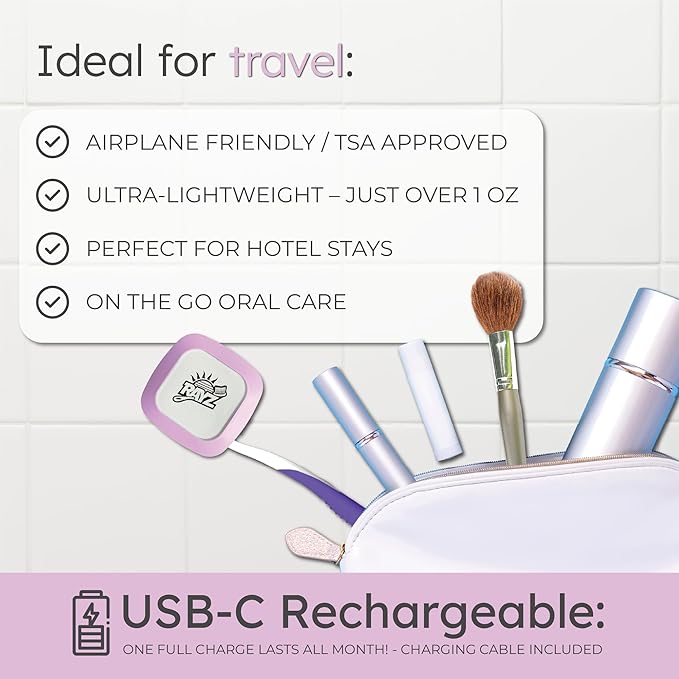 Rayz UV-C Toothbrush Sanitizer | Portable & Rechargeable | 99.9% Sanitization in 3 Minutes | Wall Mountable, Travel-Friendly & TSA-Approved (Lavender)