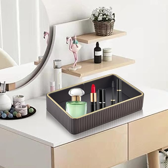 PU Leather Valet Tray,Desk Organizer Tray Nightstand Organizer Trinket Dish Storage Key Bowl Decorative Trays for Phone Wallet Jewelry Watch,Bathroom Bedroom Perfume Vanity Trays,Grey