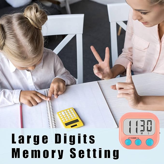 Classroom Timers for Teachers Kids Large Magnetic Digital Timer Teacher Supplies 4 Pack-Blue Pink