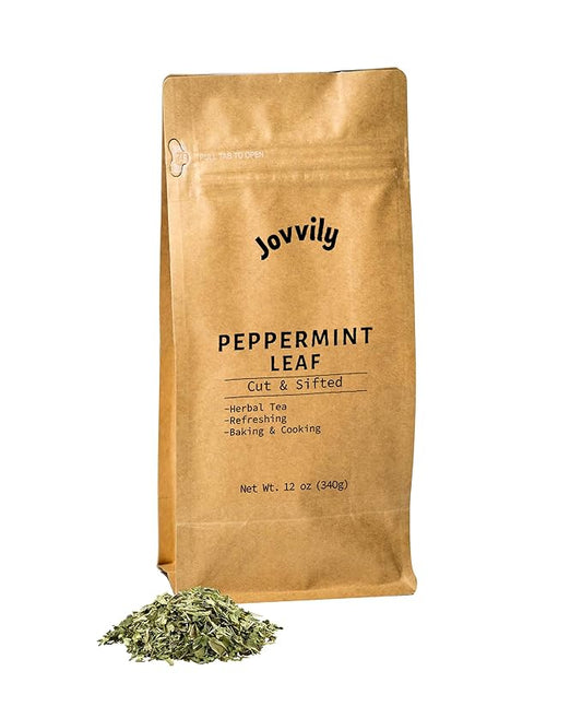 Jovvily Peppermint Leaf, 12 oz, Cut & Sifted, Herbal Tea, Refreshing