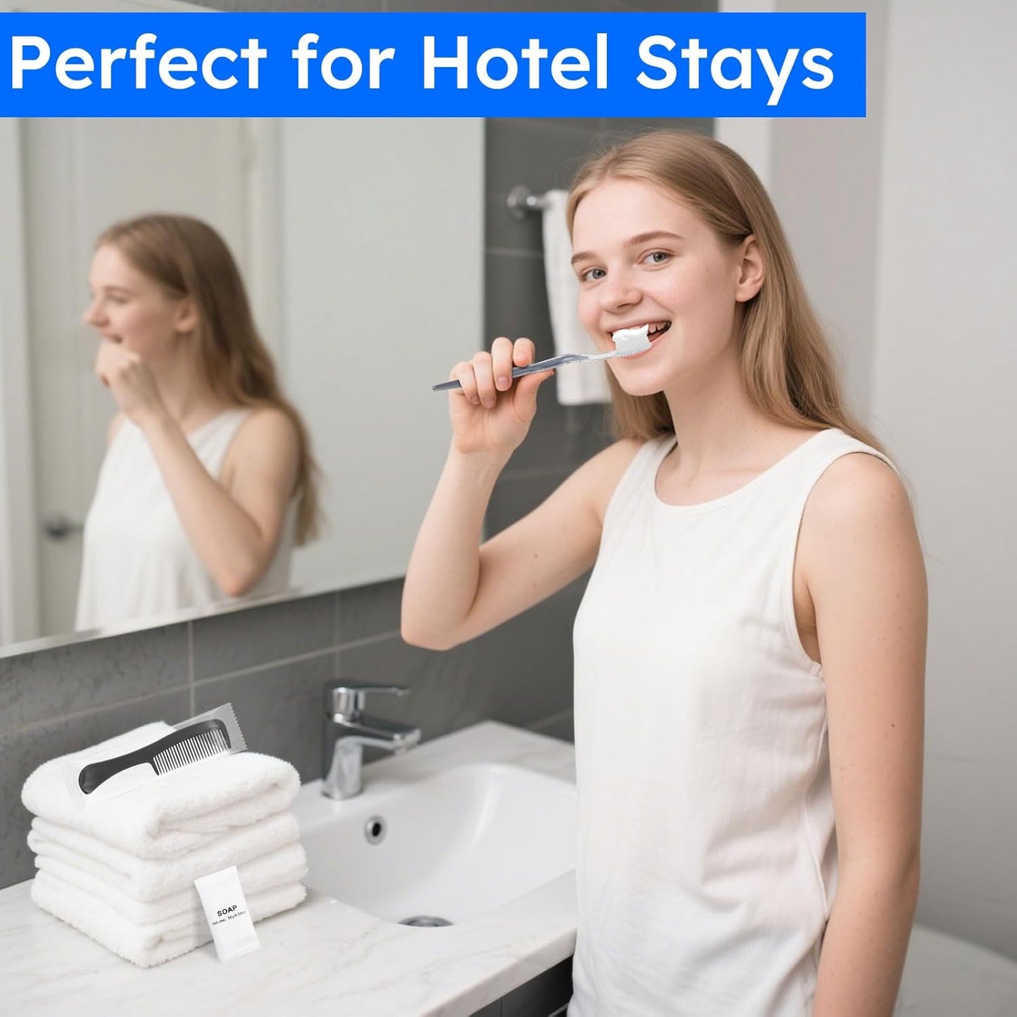 Travel Toothbrush Kit, Hygiene Kit Comes in A Double Sealed Individual Package, Personal Hygiene Kit for Hotel, Camping, Home and Travel (50 Set)