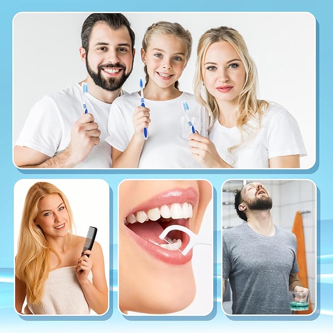 50 Set Travel Toothbrush Kit Bulk,Disposable Toothbrush with Toothpaste Set with Mouthwash,Toothpaste,Cover,Comb,Zip Bag,Floss Picks,Toothbrushes Set for Homeless,Travel