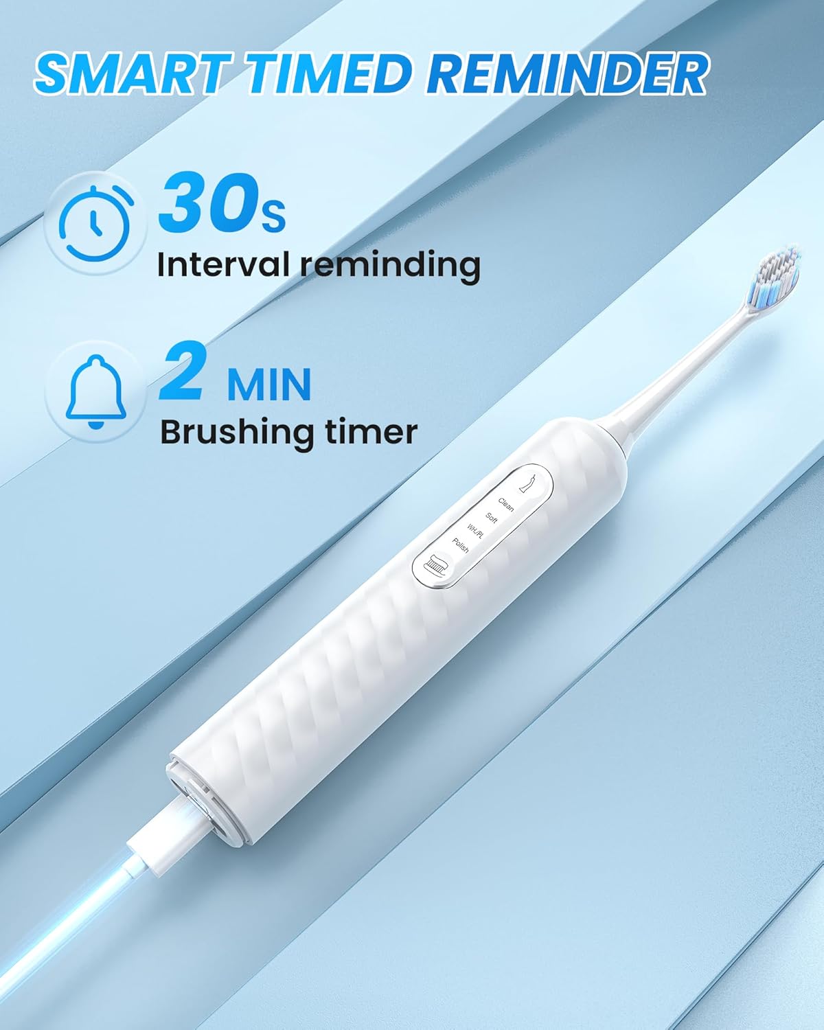 Electric Toothbrush with Water flosser, 3 in 1 Teeth Cleaning Kit with 7 Modes, Electric Toothbrush and flosser Combofor Adults, Water Flosser Portable for Travel and Home (White)