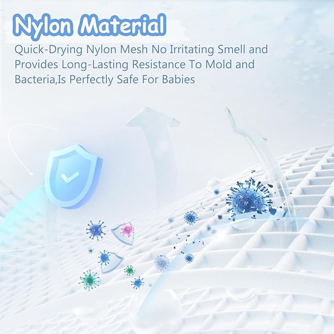 Criusia Extra Large Bath Toy Organizer with 3 Compartments and Multiple Pockets, Quick-Dry Mesh Bathtub Storage for Kids' Toys