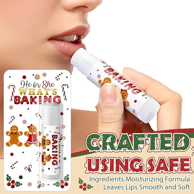 30 Pack Christmas Gingerbread Baking Baby Shower Games Prizes Gifts Bulk Lip Balms Favors for Winners Adults Guests Gender Reveal Favors Decorations Baby Shower Souvenirs Gift Bags Stuffers