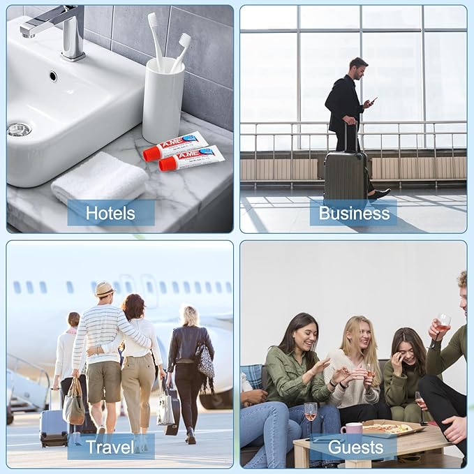 Toothpaste Bulk Travel Size, Disposable Small Travel Portable Mini Compact Pocket Size Toothpaste for Bad Breath, Vacation/Hotel/Camping Shelter/Homeless/Nursing Home/Charity 0.6 oz/ 17g (200 Tubes)