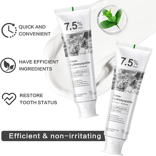 2pcs Hydroxyapatite Toothpaste for Advanced Enamel Protection, Gentle and Effective Formula, Fresh Breath, Deep Cleaning Care Toothpaste, Suitable for Sensitive Teeth