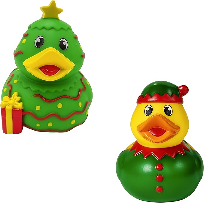 Christmas Rubber Duck, 3-Pack Toy Duckies for Kids, Bath Birthday Gifts Baby Showers Summer Beach and Pool Activity, 3.5" Inches