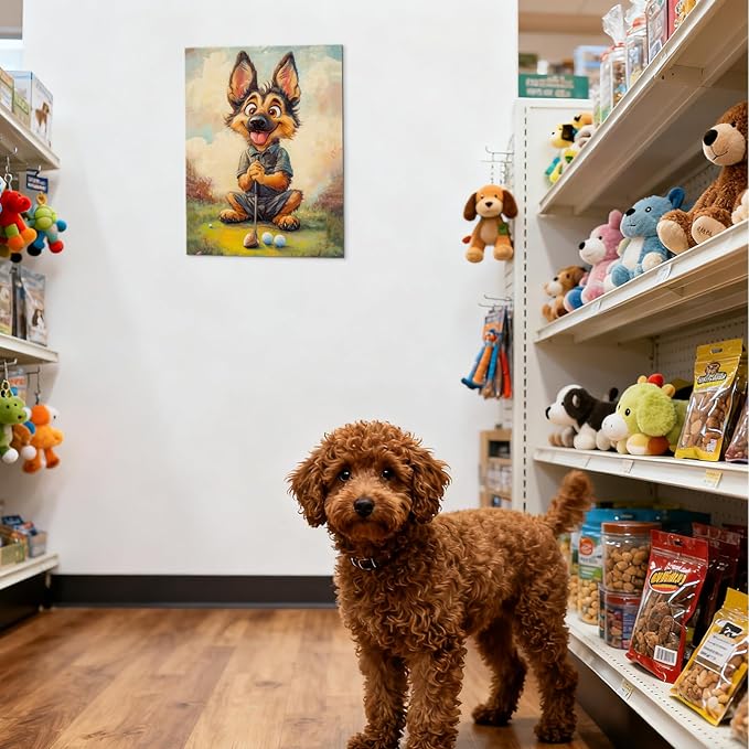 YOUHONG Animal Print Decor Animal Canvas Wall Art Dog Art with Inner Wooden Frame - Lightweight, Sports Wall Decor for Boys Room Living Room Decoration Ready to Hang (12x15.7 Inches)