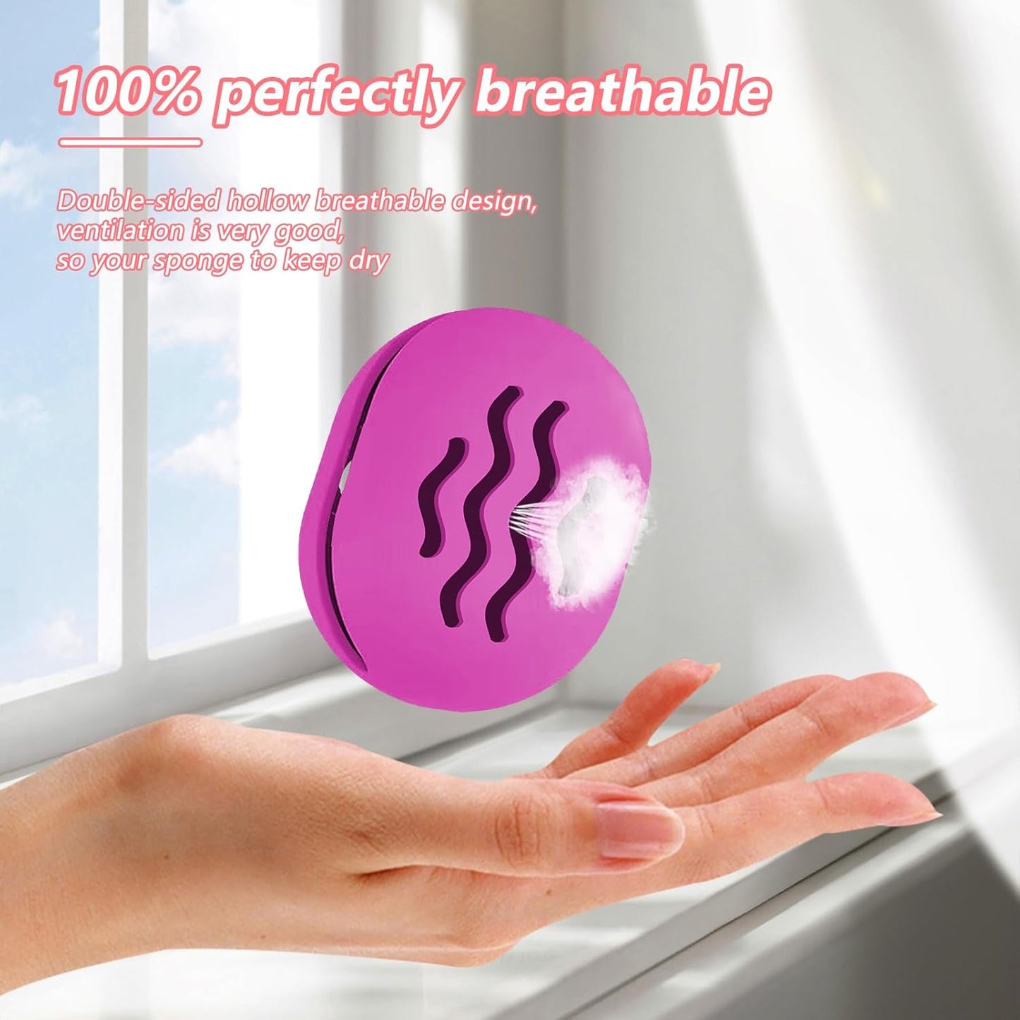 Makeup Sponge Holder,Travel Make up Sponges Organizer,Silicone Shatterproof Make Up Sponge Case,Breathable makeup sponge case, suitable for business or travel（Purple）