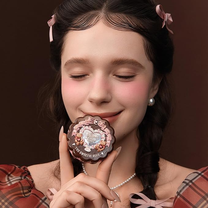 Flower Knows The Sweetie Bear Collection Silk Satin Blush,Seamless Soft Blendable Pressed Powder Pink Blush,Highly Pigmented & Long Lasting Natural Finish,0.18 Oz(04 Berry Parfait)