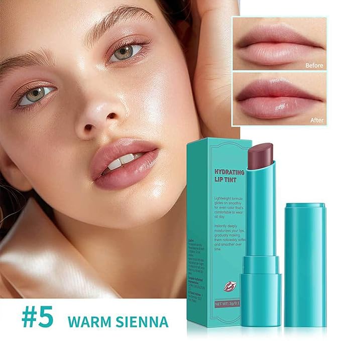 Lip Tint Hydrating, Sheer Strength Hydrating Lip Tint,Powerful Moisturizing Lipstick Water Lipstick Natural Ingredients, Non-Sticky And Long-Lasting(5# Warm Sienna)