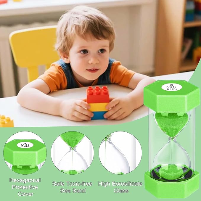 Hourglass 45 Minute Sand Timer, Green Plastic Sand Clock 45 Min, Colorful Hour Glass Sandglass for Classroom Gmaes Home Office Decor (Green)